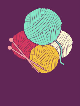 Knitting Thread Needles Illustration