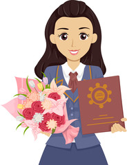 Teen Girl Graduate High School Bouquet Diploma