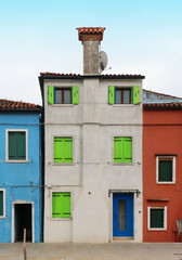 Retro colorful closed windows