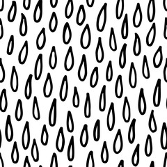 Abstract monochrome hand drawn ink black and white seamless pattern. Brush doodle vector repeated illustration for paper, textile, greeting card, print design.