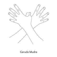 Garuda Mudra / Gesture of Eagle. Vector.