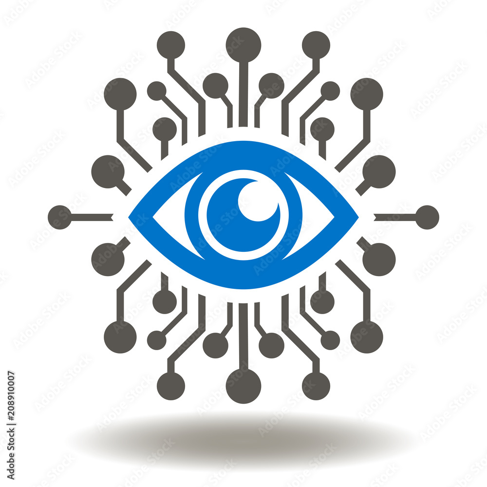 Poster eye circuit icon vector. ai illustration. smart machine computing learning network digital logo. big