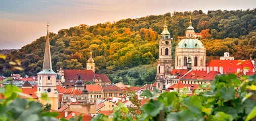 Tuinposter Vineyard of Prague and St Nicholas church, Czech Republic © Delphotostock