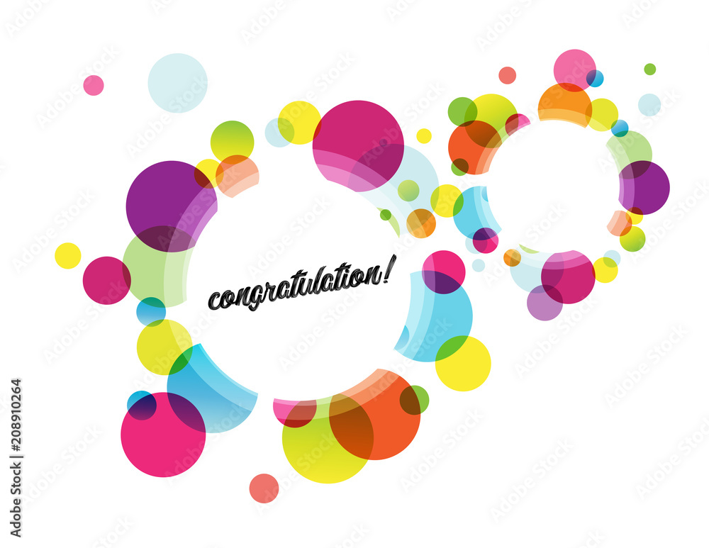 Wall mural abstract colored flower background with congratulation text.