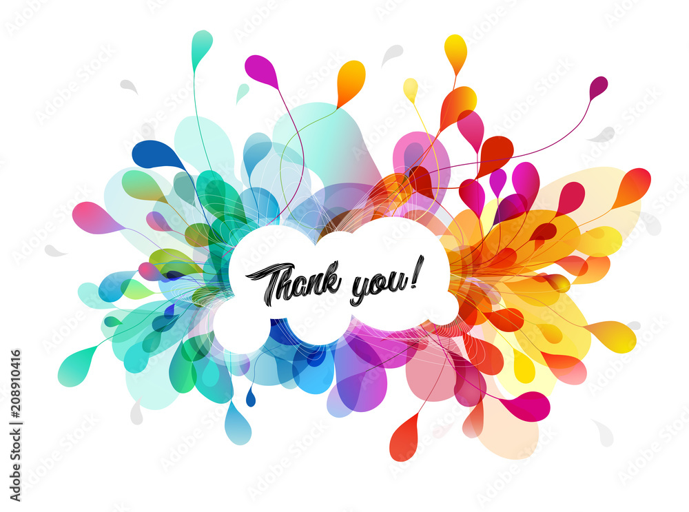 Canvas Prints abstract colored flower background with thank you text.