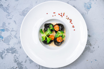 Italian ravioli with salmon