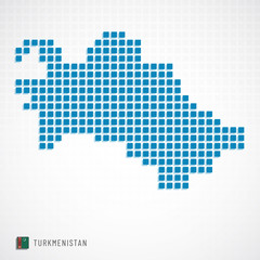 Fototapeta na wymiar Turkmenistan map and flag icon