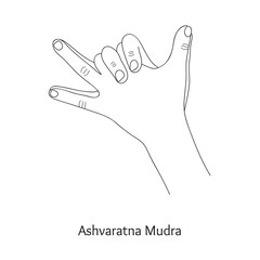 Ashvaratna Mudra / Gesture of Precious Horse. Vector.