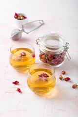 Tea from dried rose buds