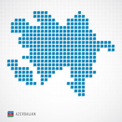 Azerbaijan map and flag icon