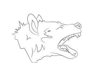 hyena portrait, lines, vector