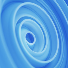 Blue twisted spiral shape abstract 3D render with DOF