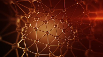 Red plexus lines and nodes network abstract 3D rendering