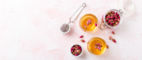 Tea from dried rose buds