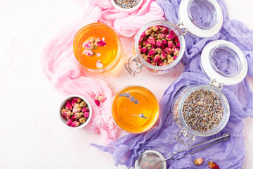Fototapeta na wymiar Mix of healthy herbal tea