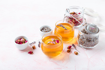 Mix of healthy herbal tea