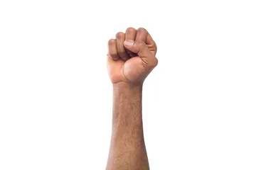 Foto op Plexiglas Male black fist isolated on white background © Prostock-studio