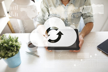 Cloud technology. Data storage. Networking and internet service concept.