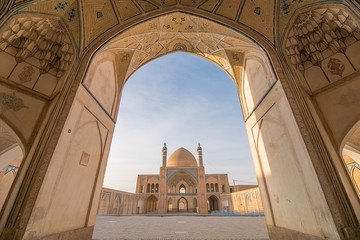 A historical mosque in Kashan, Iran. The mosque was built in the late 18th century by master-mimar Ustad Haj Sa'ban-ali. Property release is not needed for this public place.