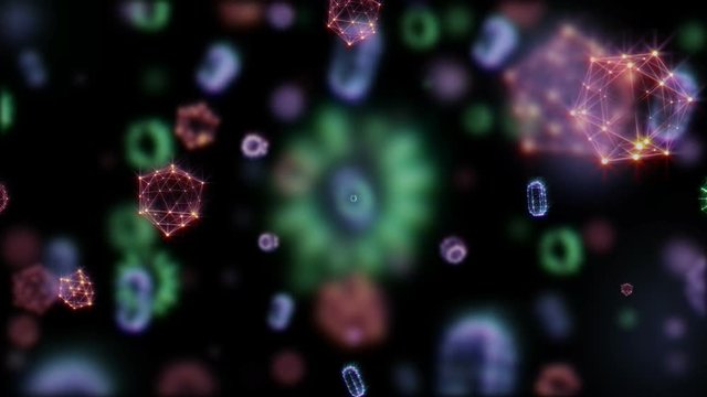 Magic background. Gems on a black glossy table, Collection of many different gems from amethyst, lapis lazuli, rose quartz, citrine, ruby, amazonite, moonstone, labradorite, chalcedony, blue topaz