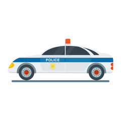 Police machine icon. Flat vector cartoon illustration. Objects isolated on a white background.