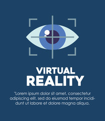 Infographic of Virtual reality design with eye tracking icon over blue background, colorful design. vector illustration