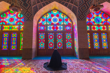 Fototapeta na wymiar The Nasir al-Mulk Mosque also known as the Pink Mosque is a traditional mosque in Shiraz, Iran. It was built under Qajar rule of Iran. Property release is not needed for this place.