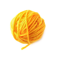 Ball of knitting yarn on white background