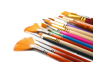 Obraz premium Many paint brushes on white background
