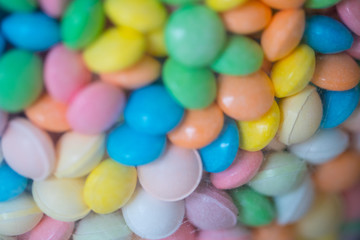 A lot of colorful candy close up