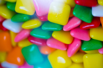 A lot of colorful candy close up