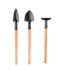 Gardening tools on white background