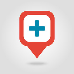 Plus, Hospital ,Pharmacy, Clinic pin map icon.