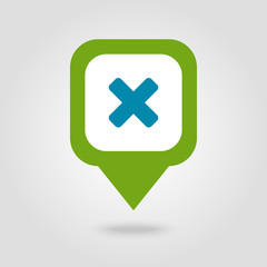 Obraz premium Delete pin map icon. Map pointer, markers.