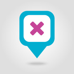 Obraz premium Delete pin map icon. Map pointer, markers.