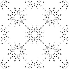 Naklejka na ściany i meble Vector seamless pattern. Modern stylish texture. Monochrome geometric background. Square tiles with circles of stars.