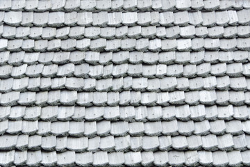 Old roof with wooden shingles. Texture. Close-up
