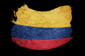Grunge Colombia flag. Colombian flag with grunge texture. Brush stroke.