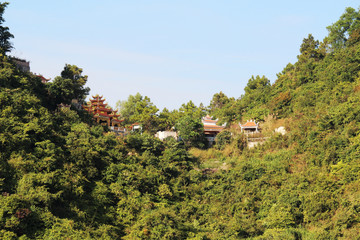 A pagoda uphill in Cat ba town in Vietnam