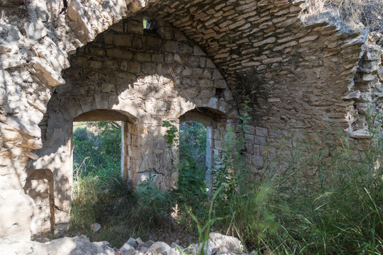 Ruins  of abandoned Palestinian village Kafr Birim in the north of Israel in which the christians Maronites lived until the middle of the 20th century