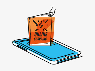 online shopping with smartphone pop art style vector illustration design