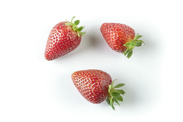 Strawberries on White Background Top View