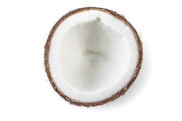 Obraz na płótnie Canvas Coconut on White Background Top View