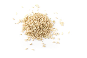 Rice Pile on White Background Top View