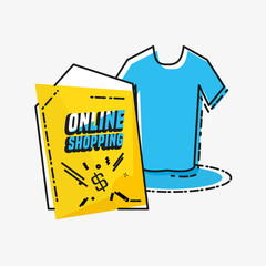 online shopping with clothes vector illustration design