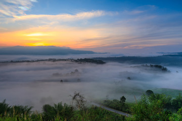 Fototapeta na wymiar Ta-Kian-Ngo, Landscape sea of mist on the mountain in Phetchabun province Thailand.