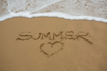 Summer Love Heart Shape in Beach Sand