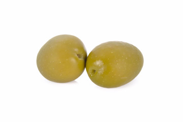 pickled olives on white background
