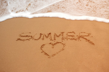 Summer Love Sand Writing Ocean Wave