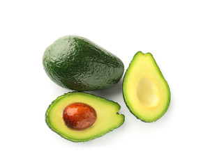 Fresh avocados on white background